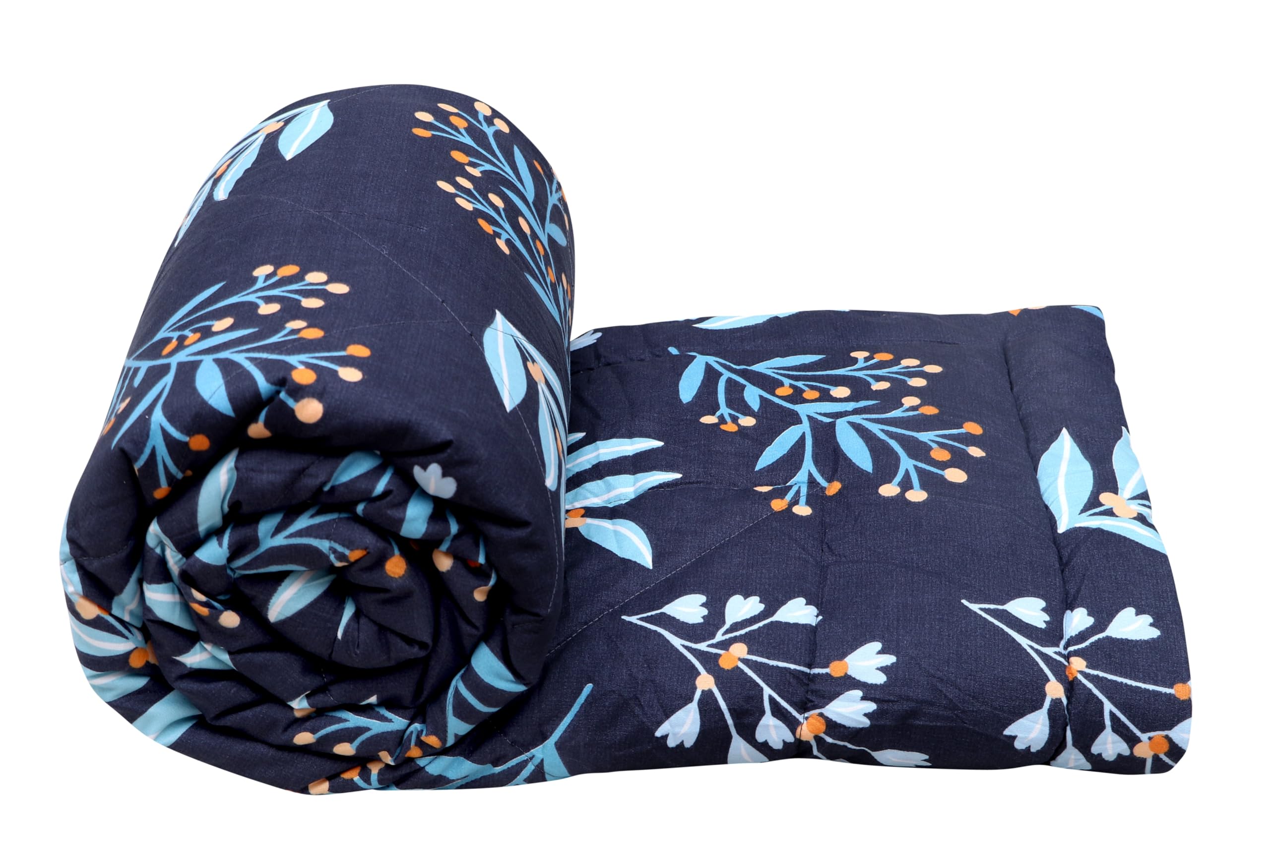 FLOATING DREAMS Microfiber King Size AC Comforter Blanket Duvet for Double Bed with 2 Pillow Covers (Comforter Blue Leaves, Double Size Comforter with 2 Pillow Covers)-picture-20