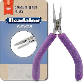 Beadalon Designer Series Pliers Kit - Flat Nose, Lavender Speckle | Stainless steel jewelry pliers with ergonomic vinyl-free grips, box joint construction, and smooth performance, Made in USA