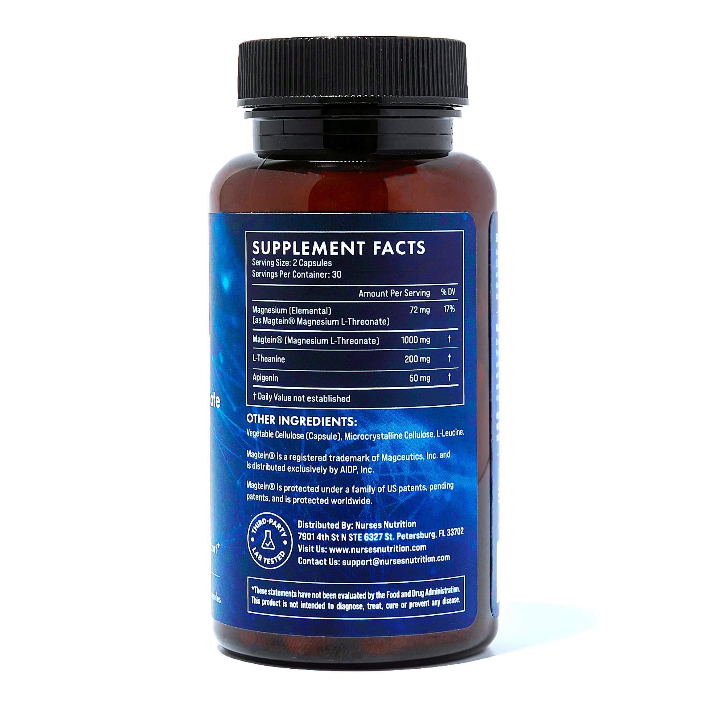 Clinically Studied – Premium High Absorption Magnesium Sleep Supplement – Magnesium L-Threonate L-Theanine Apigenin – Sleep & Stress Support – Third Party Tested – Made in USA – Gluten Free — Amazon image 9