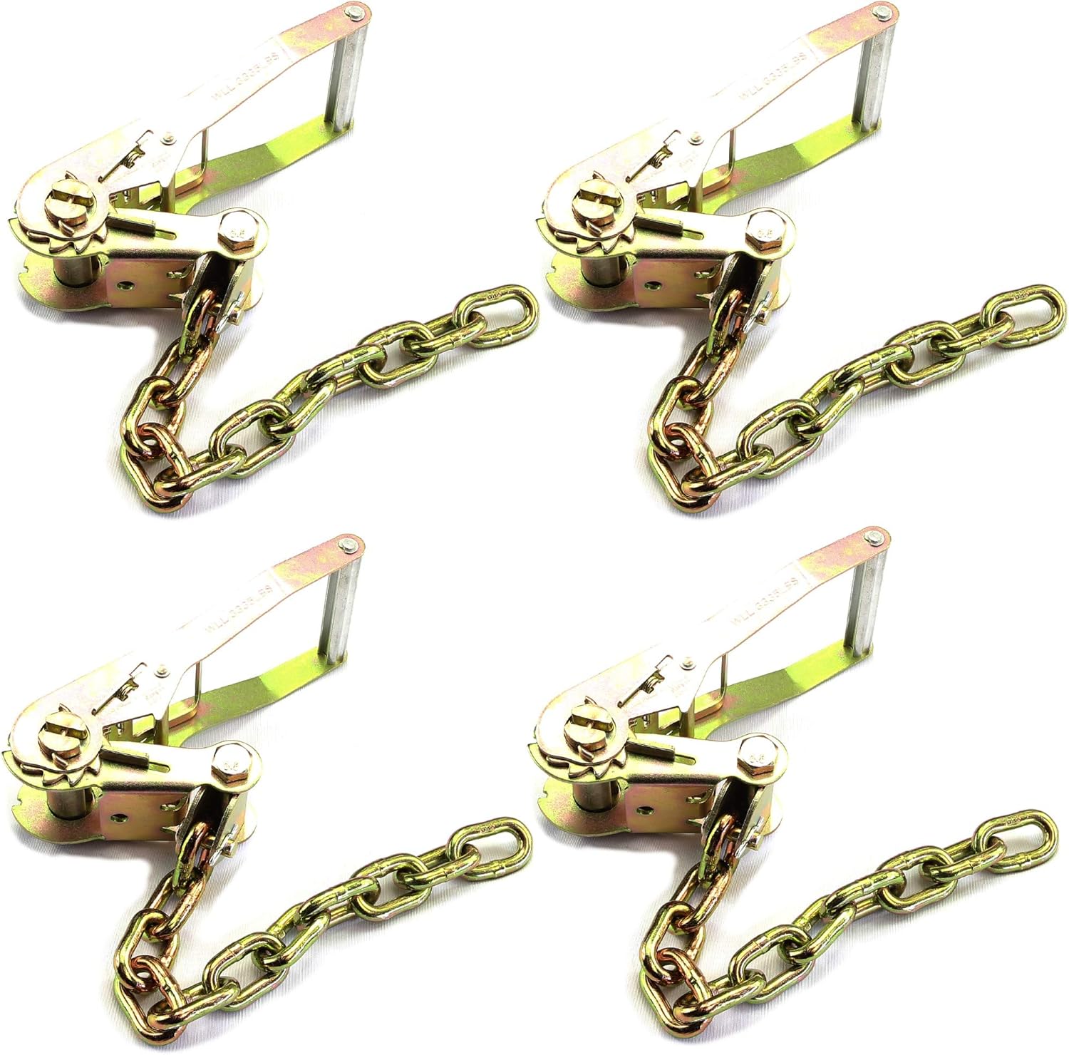 GRIPON (Pack of 4) Auto Hauler with 5/16 Chain Ratchet Tie Down