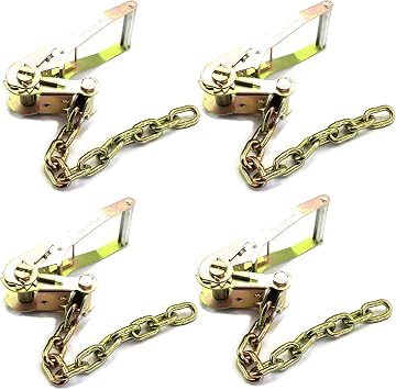 GRIPON Pack of 4 Auto Hauler with 5/16" Chain Ratchet Tie Down