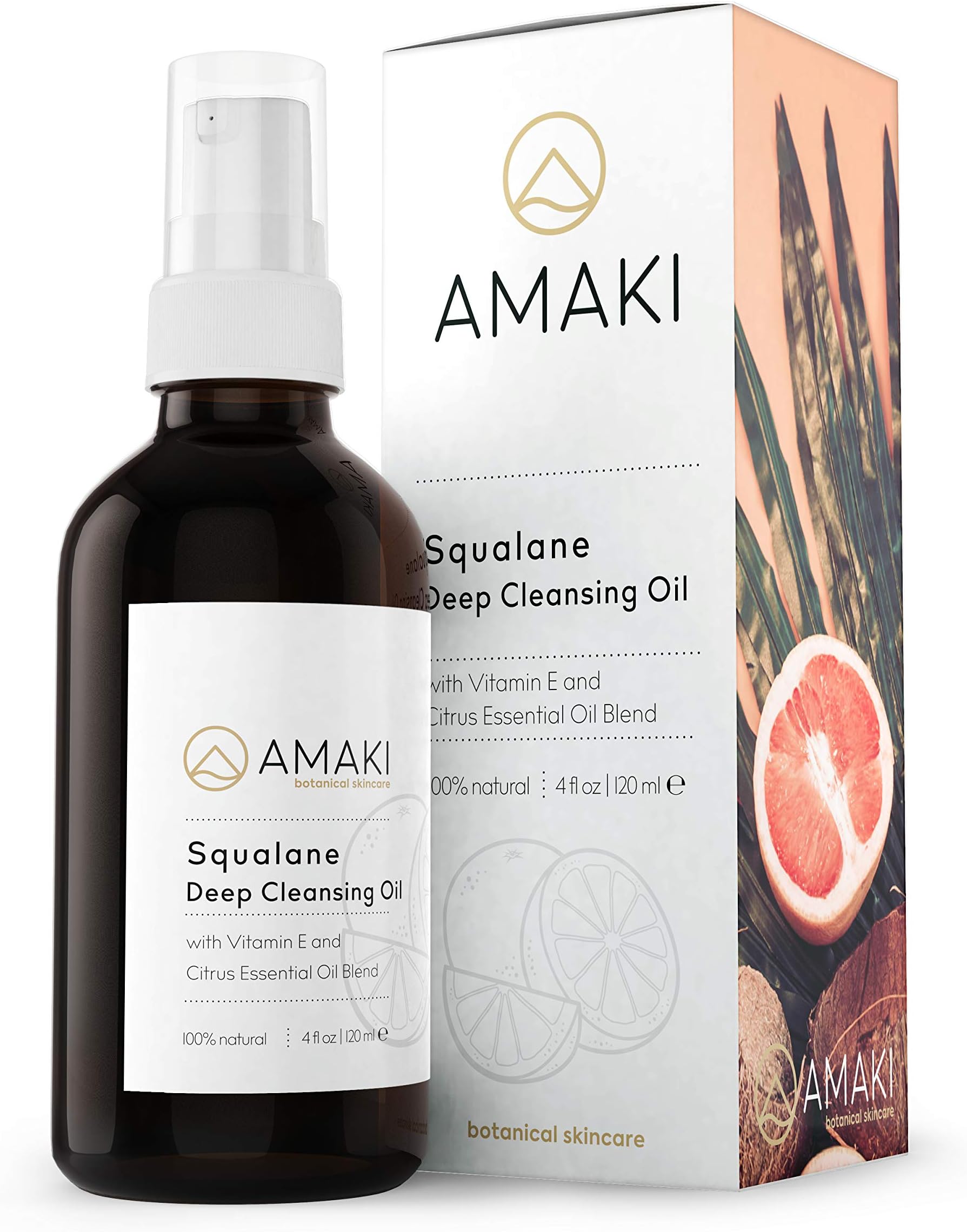 Amaki Deep Cleansing Oil & Makeup Remover with Squalane (Citrus Blend) - Organic Gifts for Women