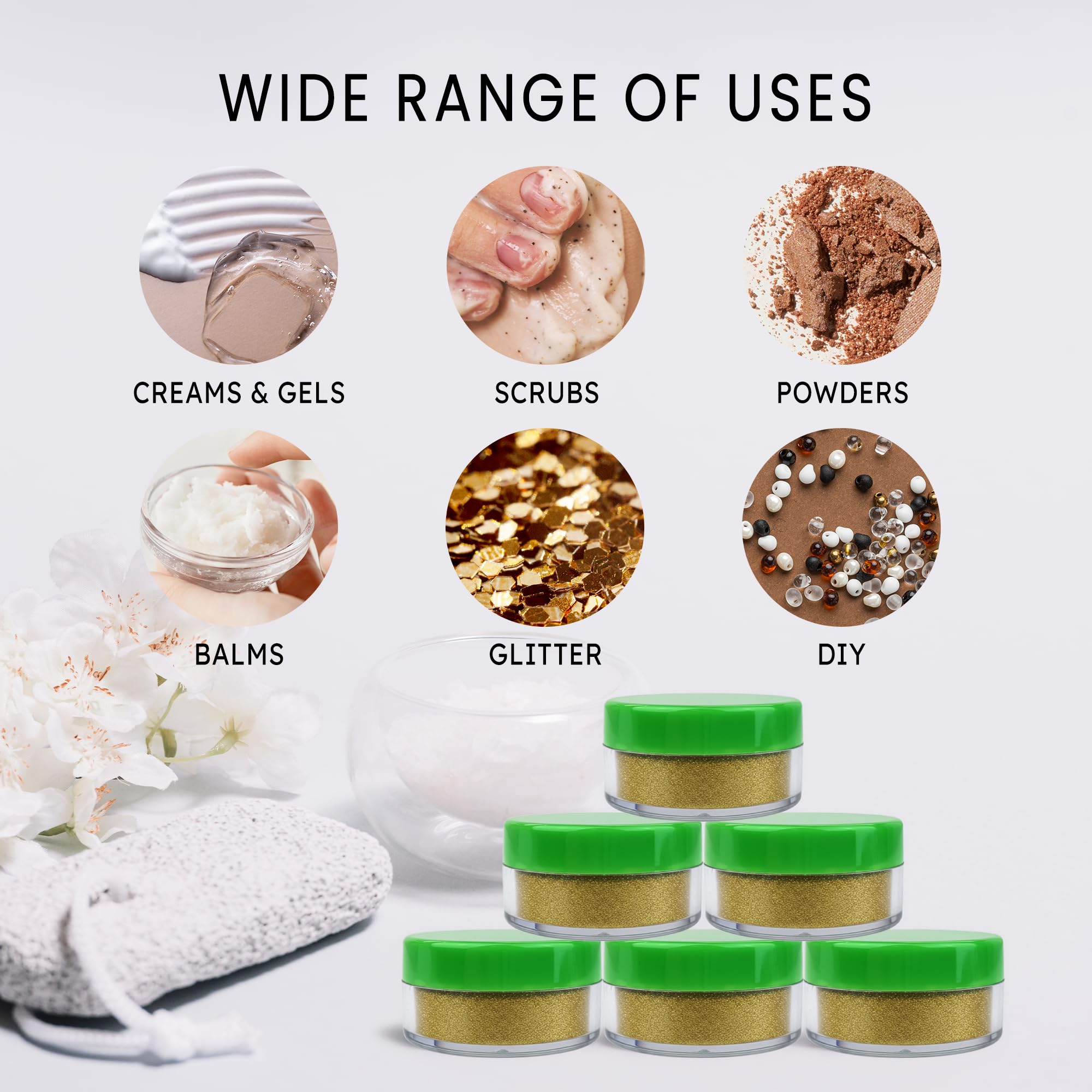 Beauticom Plastikowe słoiki do garnków, bez BPA, przezroczysty, okrągły, akrylowy pojemnik do podróży, kosmetyków, makijażu, koralików, balsamu do ust, cukierków, ziół, cieni do powiek, 40 szt., 10 g