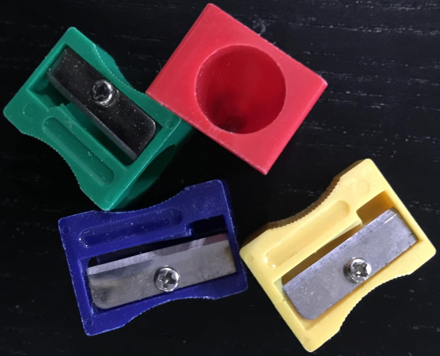 4 x Jumbo Hole Pencil Sharpeners For Giant Pencils 11.5 mm Diameter Blue, Yellow, Red & Green