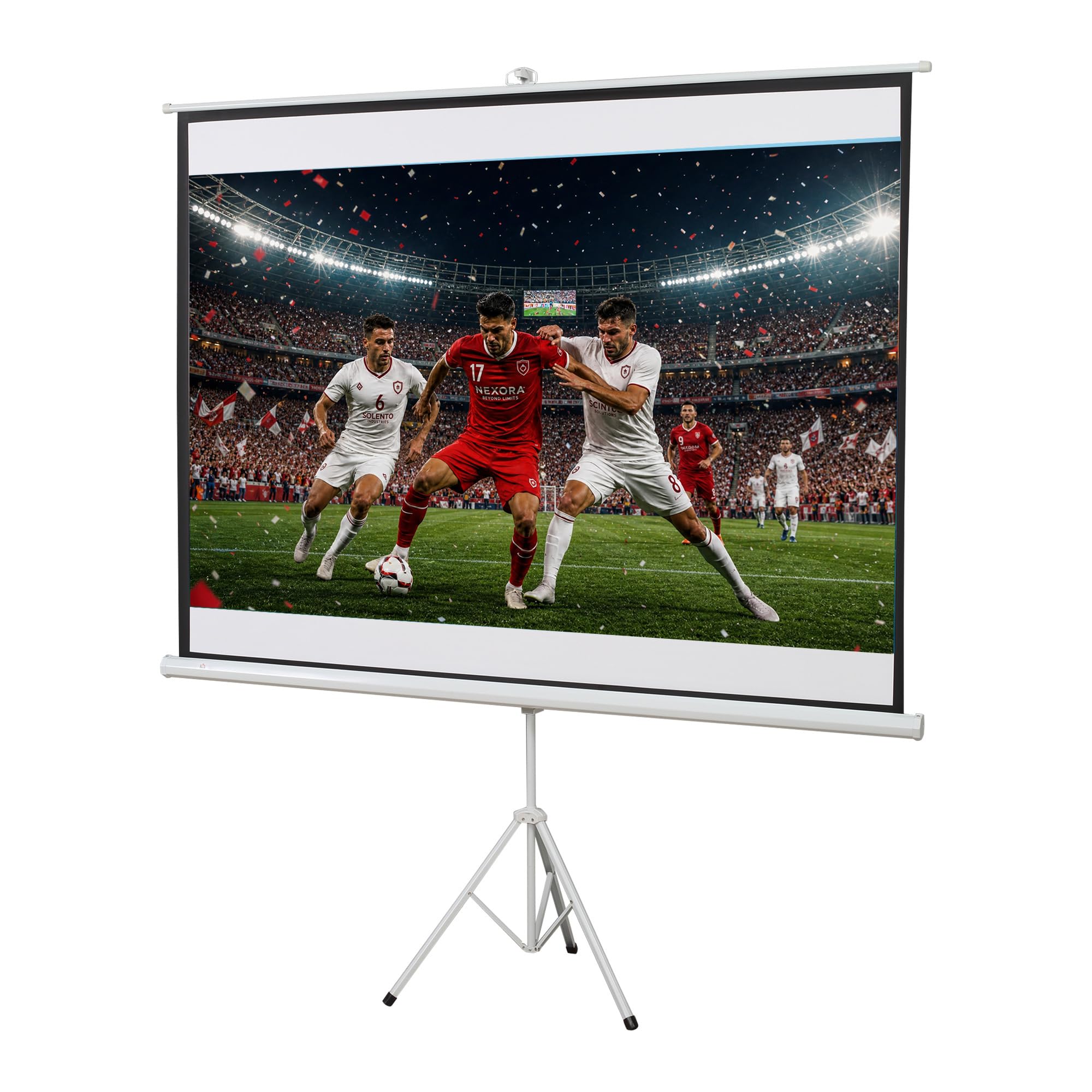 HOMCOM Pantalla de Proyector Manual con Soporte 100 Pulgadas Pantalla de Proyección Portátil Formato 4:3 para Interior y Exterior Eventos Deportivos Cine en Casa Patio 203x152 cm Blanco