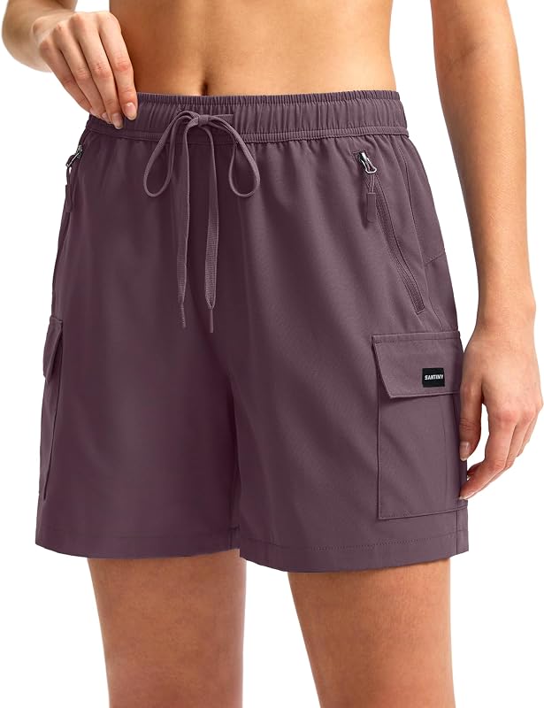 Short cargo feminino SANTINY para trilha com 4 bolsos com zíper