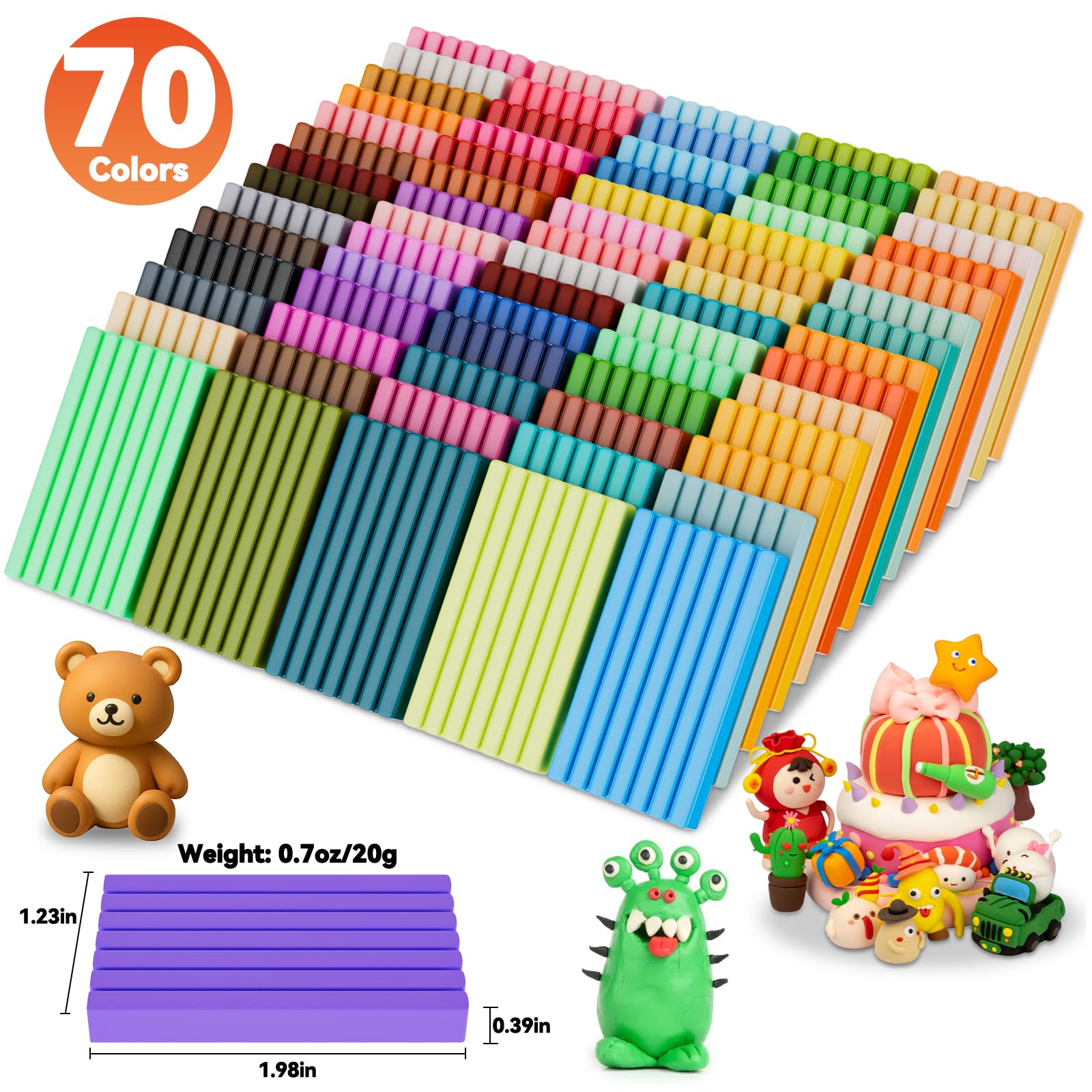 Amazon.com: CiaraQ Polymer Clay 70 Colors Starter Kit - Oven Bake