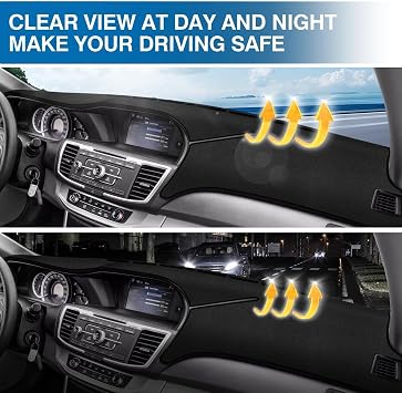 KUST Black Dash Cover for 2013-2017 Honda Accord (LX, Sport, EX, EX-L, Touring) Polyester Dashboard Cover Non-Slip Center Console Dash Cover Accessories for Honda Accord No Glare