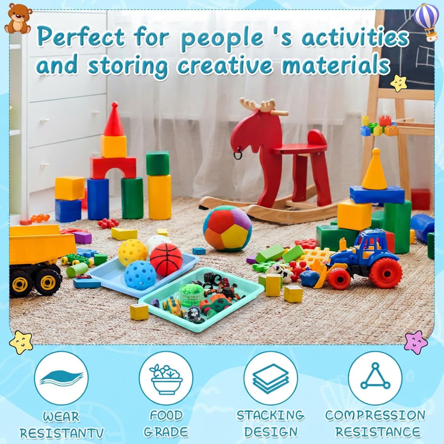 Mimorou 20 Pcs Plastic Art Sand Trays Multicolor Stackable Activity Sensory Tray Paint Mixing Crafts Organizer Serving Accessories for DIY Bead Painting Project, 9.65 x 7.28 x 0.9 Inch (Fresh Color) - Image 4