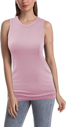 SUMONA Women Tank Tops Round Neck Sleeveless Basic Ribbed Summer Cami Top Casual Shirts