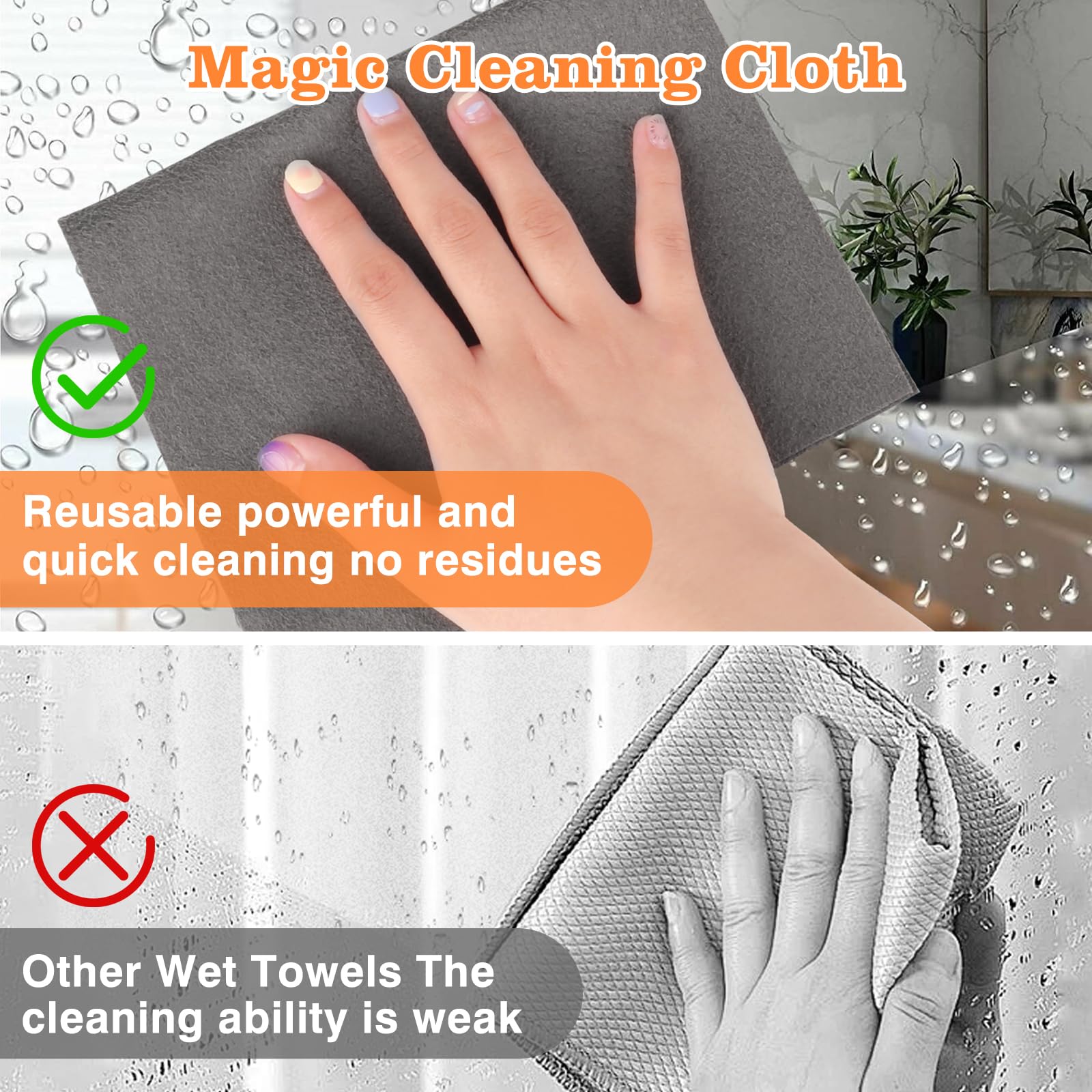 Chiffon Magique Pour Le Nettoyage Des Vitres,10Pièces Chiffon De Nettoyage En Microfibre , Fenêtres, Verre, Voiture Outils Nettoyage - Auto