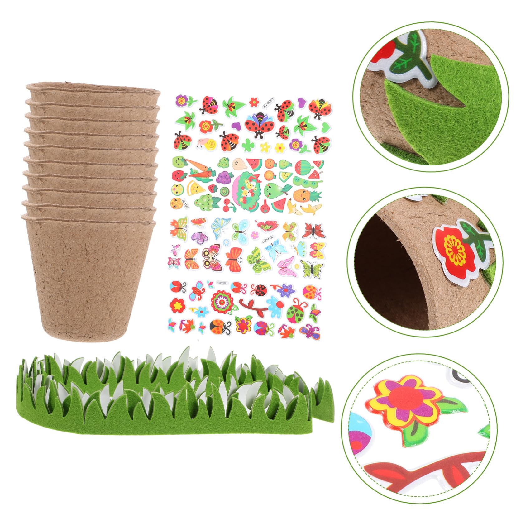UPKOCH 4sätze Pflanztöpfe Mit Aufkleber Umweltfreundliche Pulp-töpfe Für Garten Und Blumen Bastelset Für Kreative Projekte Und