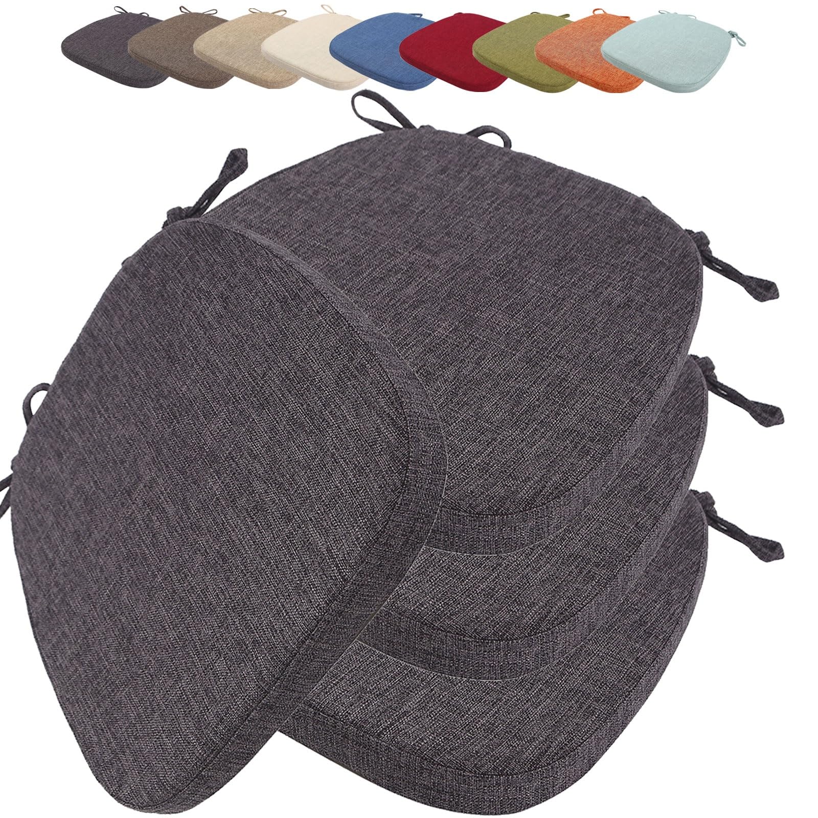 Juego de 4 Cojines para Sillas de Comedor - Forma Ovalada con Lazos Antideslizantes - Extraíbles y Lavables - para Interior y Exterior (Terraza, Jardín, Cocina, Comedor)(Color 1,43X40X35X5cm)