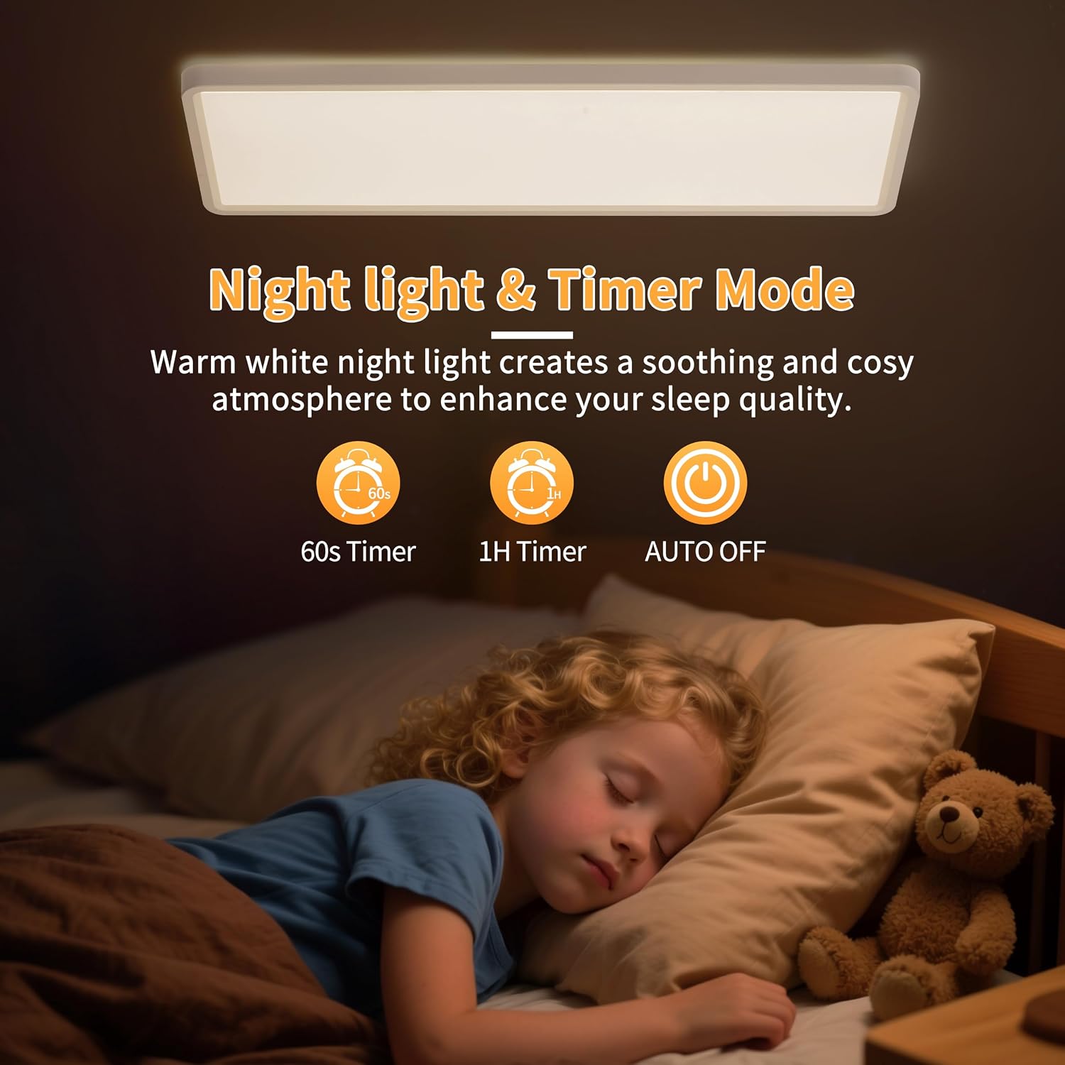 MOONSEA 23 Inch RGB LED Flat Panel Ceiling Light Fixture with Remote Control 32W + 7W, 3200LM, Dimmable Color Changing, Rectangle Surface Mount Ceiling Lamp for Living Room, Kids Room, Party, White