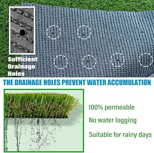Miniatura 4 de LITA Césped artificial natural grueso y realista de lujo, tamaño personalizado de 10 x 10 pies, césped sintético de 1.5 pulgadas, perfecto para