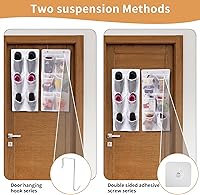 Vista 4 de Over the Door/Wall Shoe Organizer, 2 Pack, Narrow, Hanging Shoe Rack for Closet, Bathroom, RV, Pantry, Camping, White