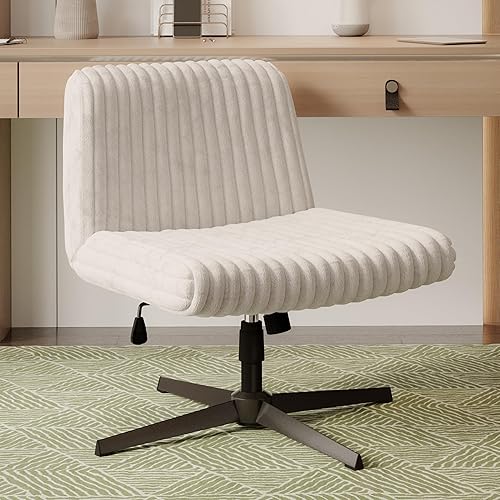 Miniatura 2 de Silla cruzada sin brazos, silla de escritorio de oficina extra ancha sin ruedas, asiento acolchado extra grande de 26 pulgadas para sentarse con