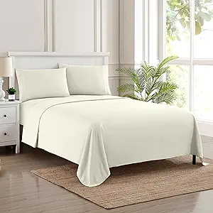 Twin Sheets - Breathable Luxury Sheets with Full Elastic & Secure Corner Straps Built In - 1800 Supreme Collection Extra Soft Deep Pocket Bedding Set, Sheet Set, EXTRA DEEP pocket - Twin, Ivory