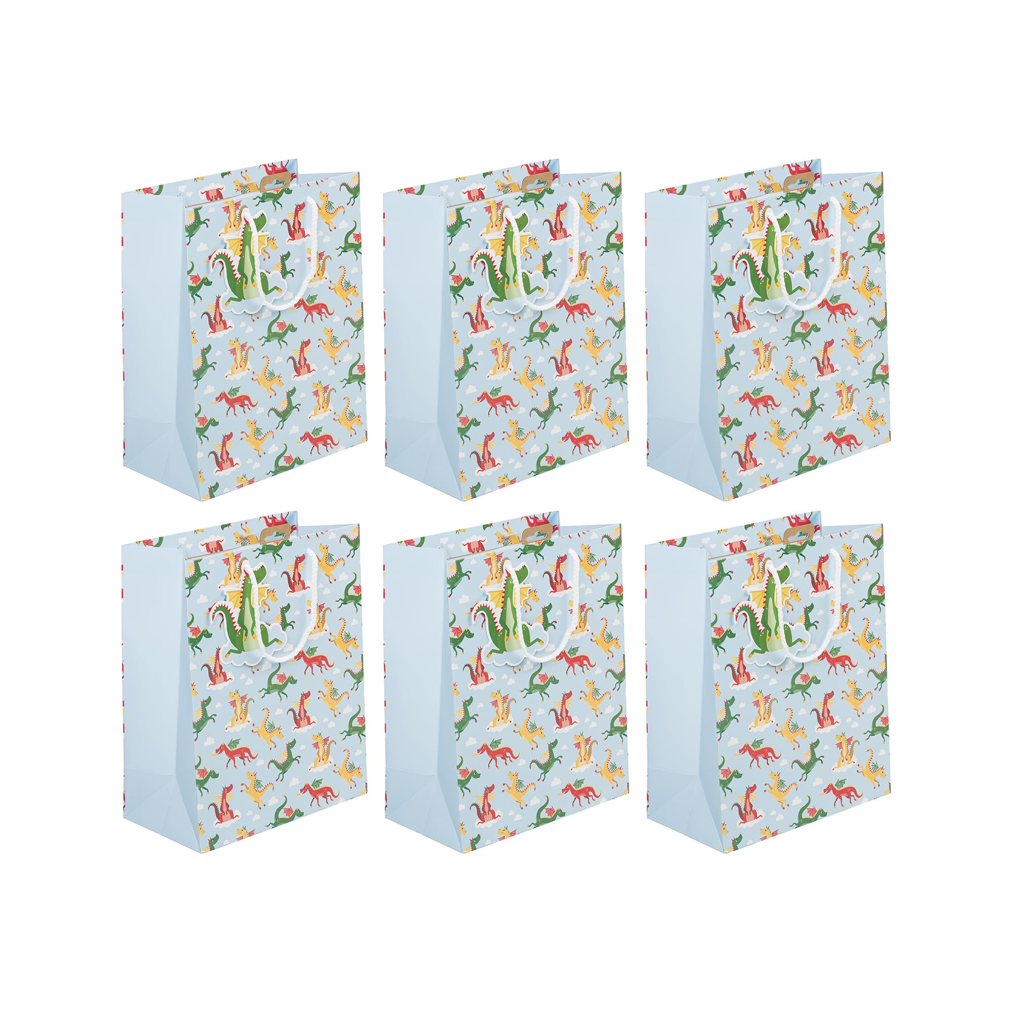 Clairefontaine 32475-2Cpack - A Set of 6 Excellia Gift Bags- Large size - 26,5x14x33 cm - 210g - Design : Dragons - Gift wrapping, Ideal for games, Puzzles