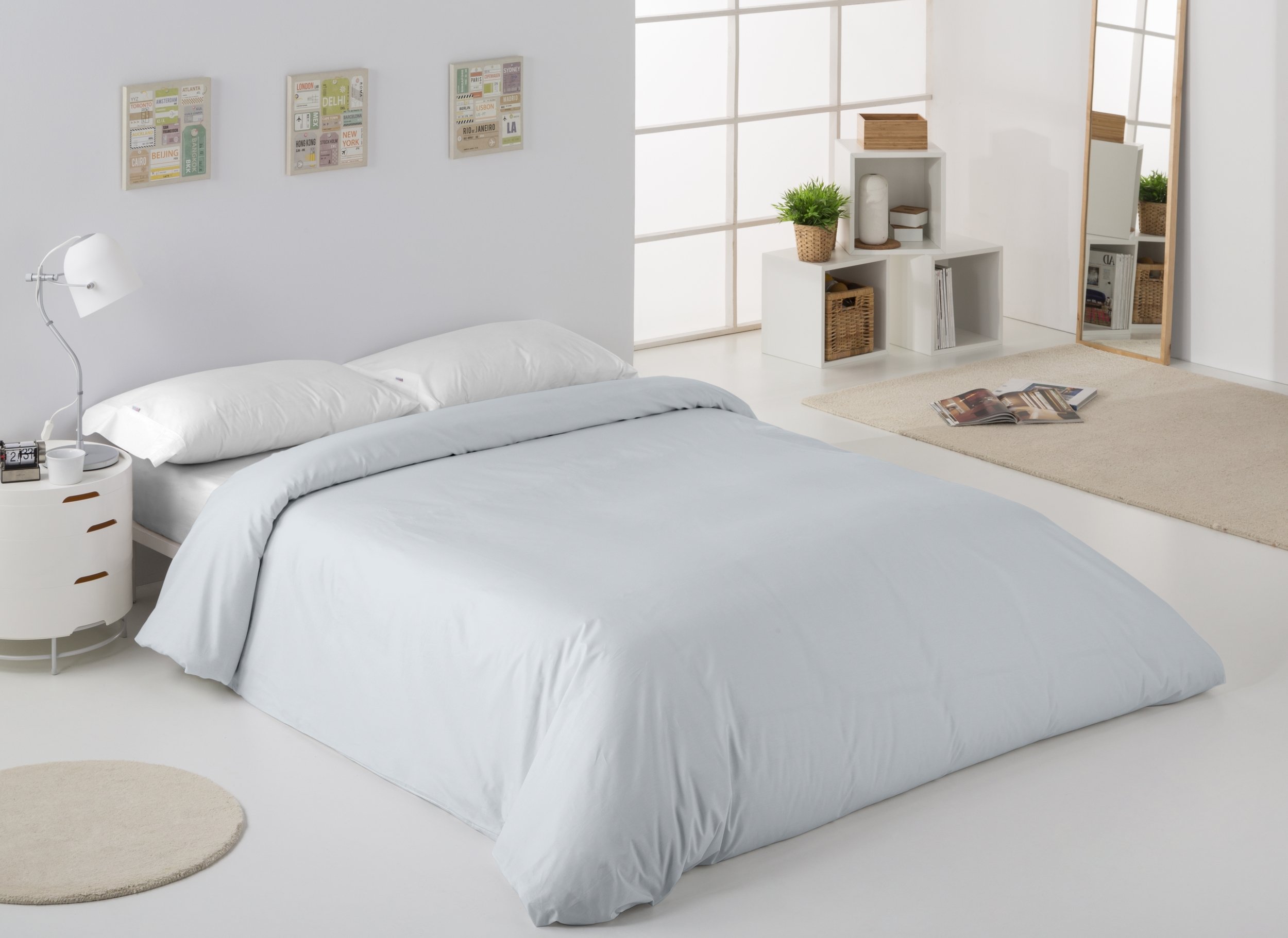 ESTELA - Funda nórdica Combi Liso 200 Hilos algodón Peinado, Color Perla - Cama de 105 cm. - 100% Algodón - 200 Hilos
