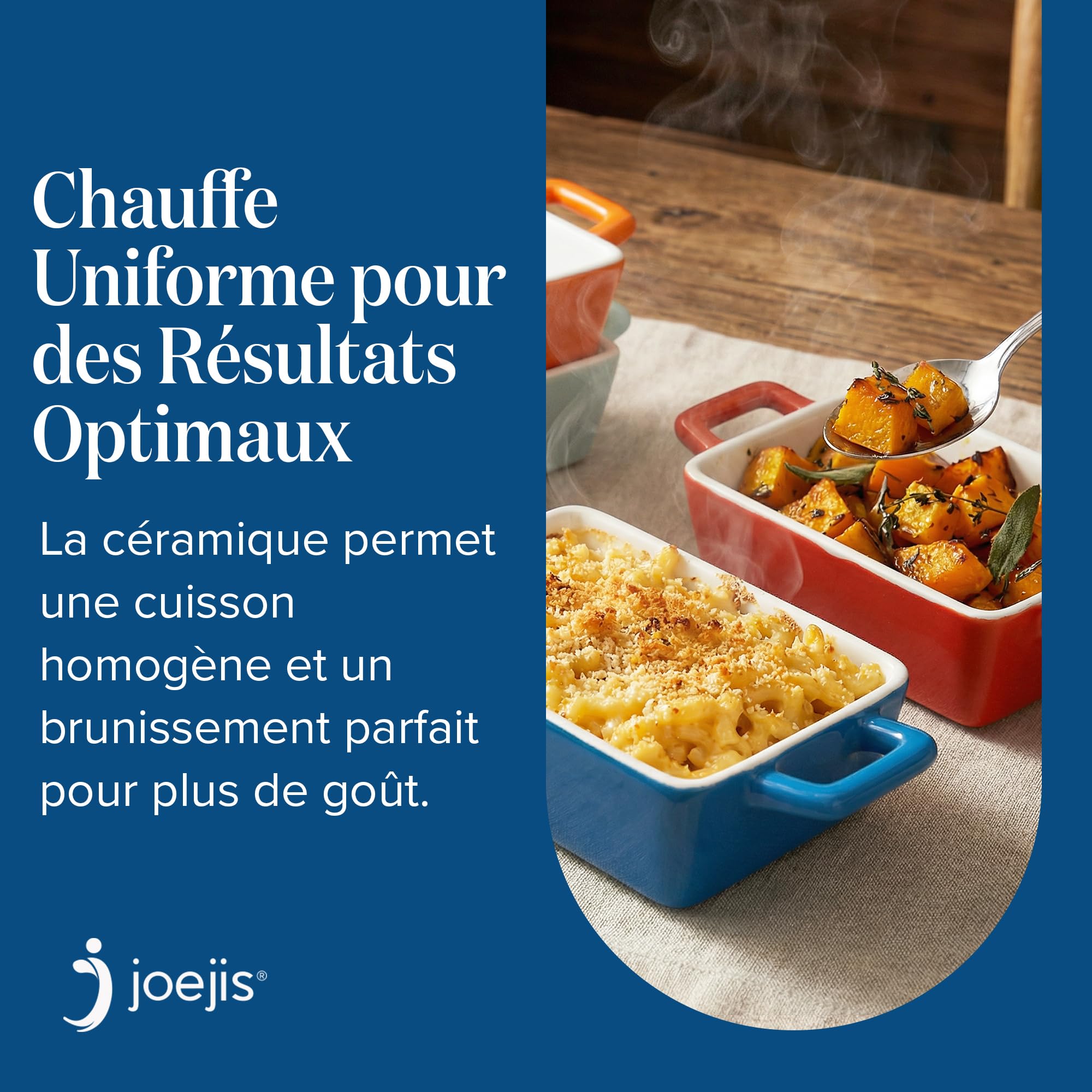 Joeji’s Kitchen Lot de 4 Plat à Gratin Individuel en Céramique – Petit Plat Four Durable pour Lasagnes, Hachis & Crumbles – Mini Cocotte Individuelle Rectangulaire (325 ml)