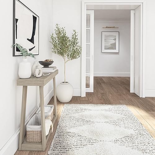 Miniatura 6 de Plank+Beam Mesa Consola de Madera Maciza con Almacenamiento, 36 Pulgadas, Mesa de Sofá con Estante, Mesa de Entrada Estrecha para Pasillo, Detrás