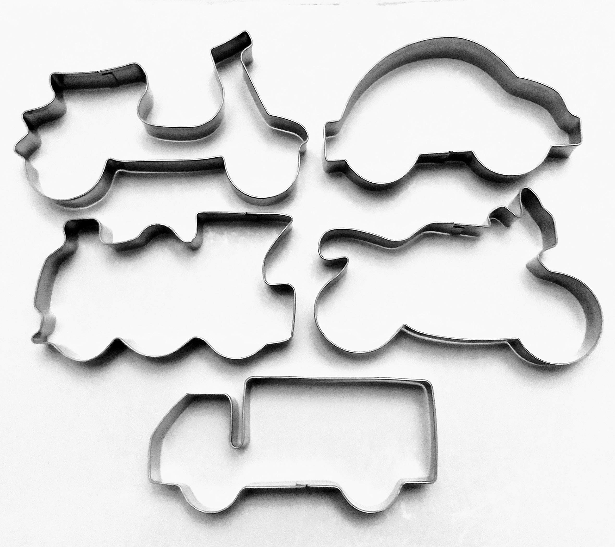 LAWMAN 5x Vehicles Train Car Motorbite Truck Racing car Fondant Pastry Baking Cookie Cutter Set