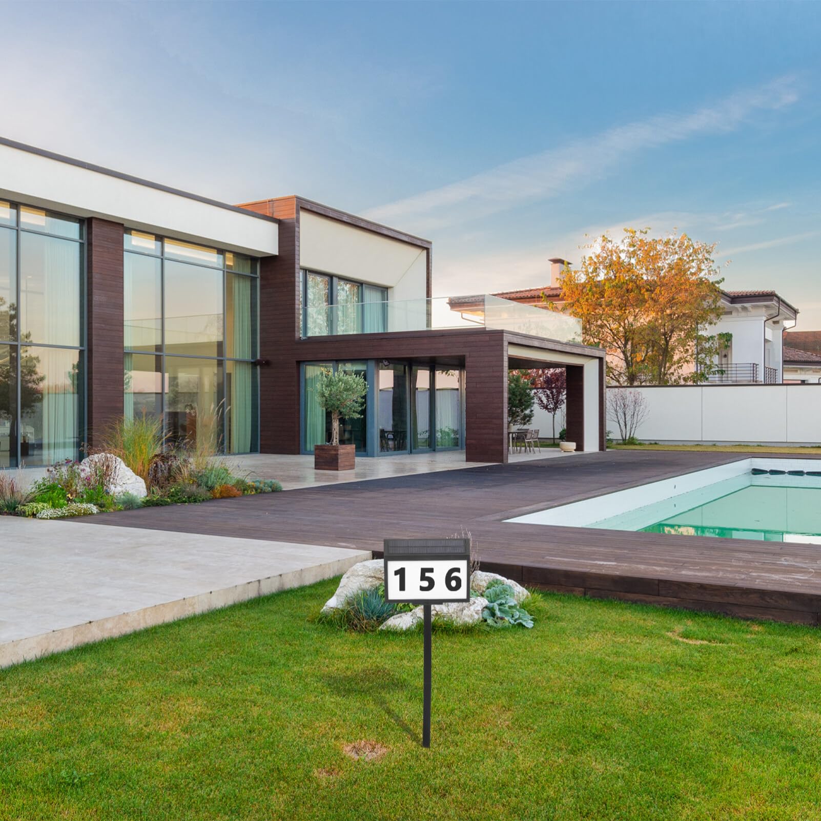 HOMSFOU 1set Lampada Led Solare Per Indirizzi Esterni Targa Numerica Con Illuminazione Chiara Installazione Versatile Per Casa e Giardino e Facile Da Usare