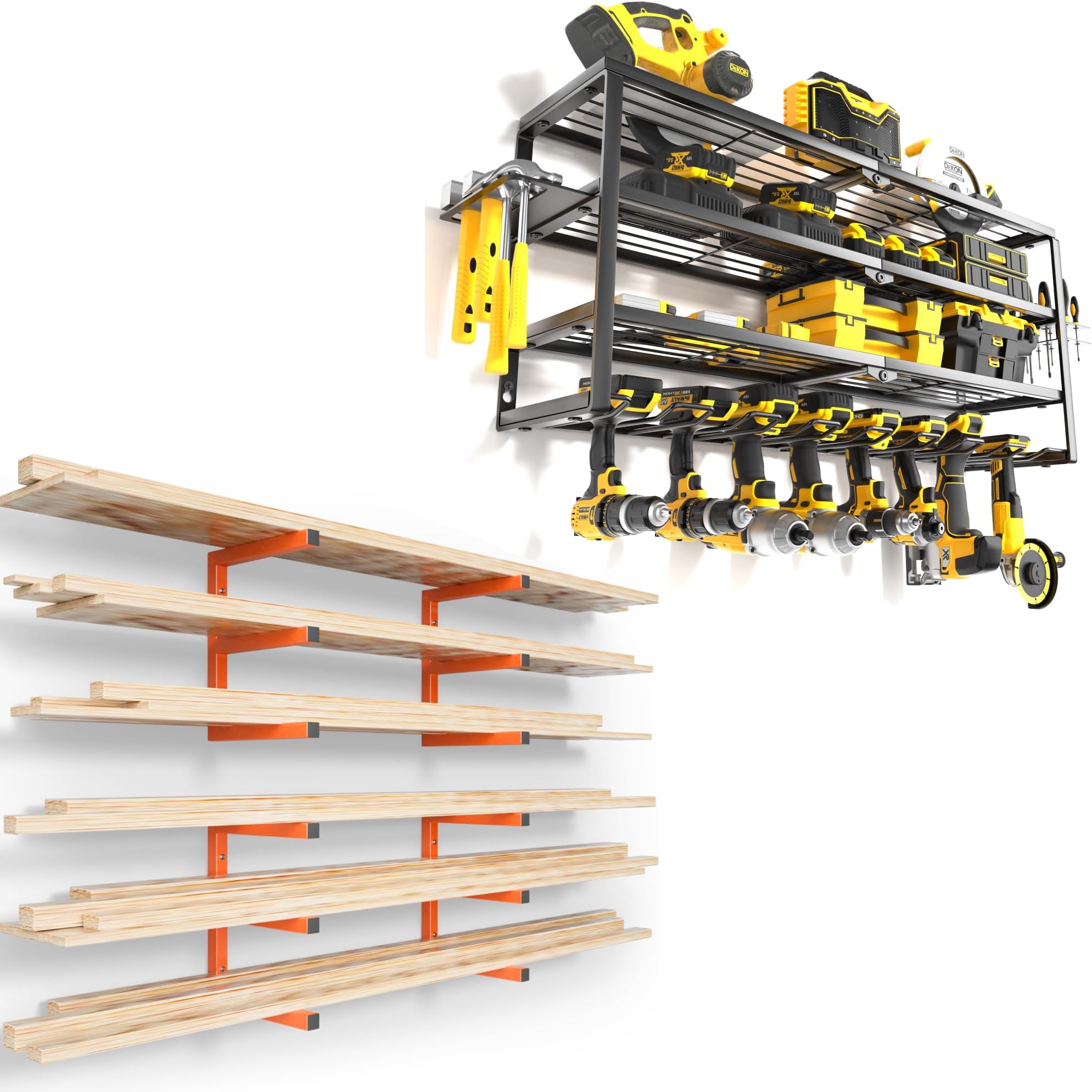 Amazon.com: YYR Heavy Duty 6-Level Lumber Storage Rack - Orange & 4 ...