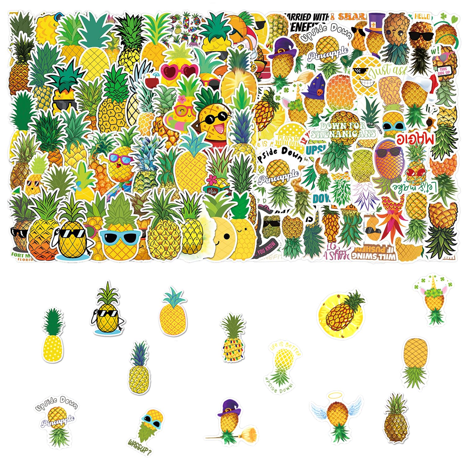 Tvsvkwe Color 105 Pineapple Stickers, Creative And Fun Stickers, Waterproof Cartoon Stickers, Which Can Decorate Skateboards, Suitcases, And Water Bottles.