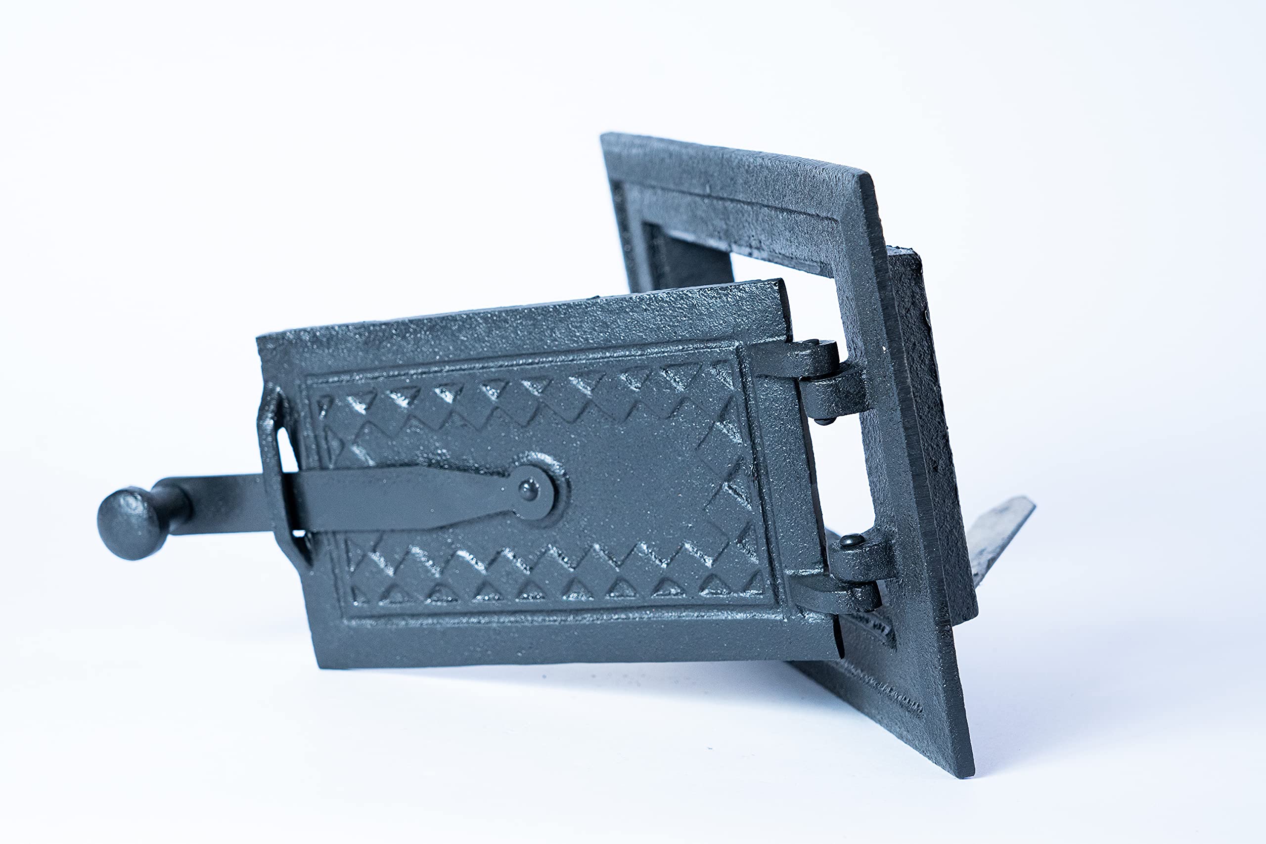 Euro Sezam - puerta de horno de hierro fundido negro - puerta de horno maciza y gruesa - puerta de horno de pizza - DZ067 - puerta simple con cerradura de puerta - 255x170 mm