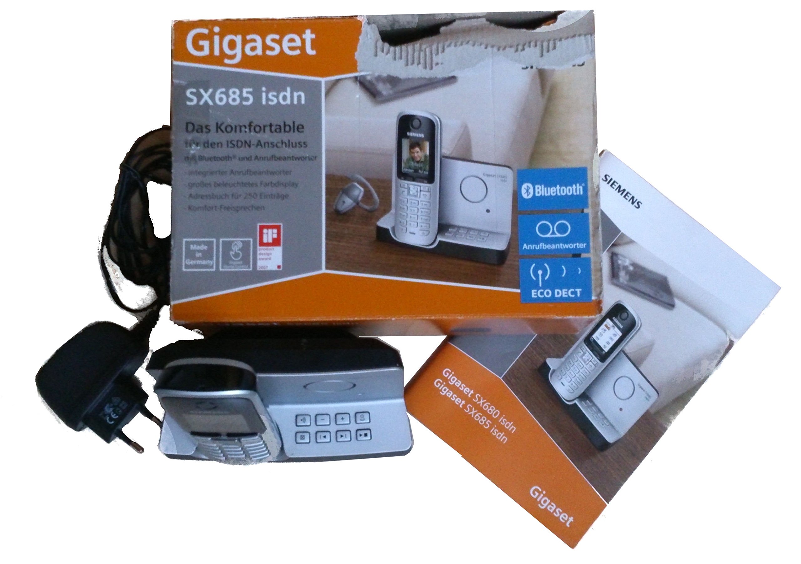Gigaset SX685 ISDN Schnurlostelefon (beleuchtetes grafisches Display, Anrufbeantworter, Bluetooth) titanium