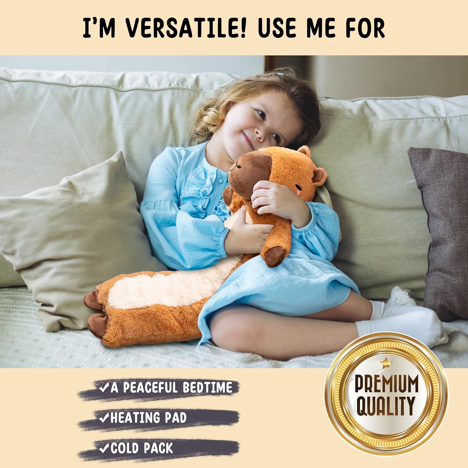 Happy Fuel Capybara Microwavable & Weighted Stuffed Animals - Unscented Heatable Plush Doll, Cute Capybara Plush Toys Gifts for Girls Boys and Kids