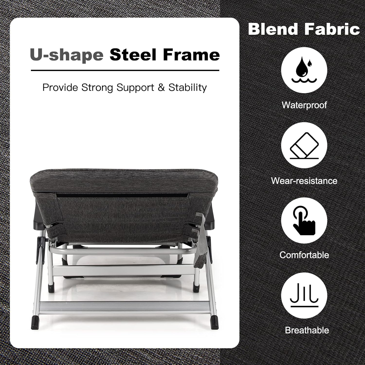 GYMAX Lounge Chair Outdoor, Chaise Lounger w/Adjustable Backrest, Cup Holder & Carry Handle, Folding Portable Tanning Layout Chair, Beach Sunbath Chair for Patio, Poolside, Lawn (1, Grey)