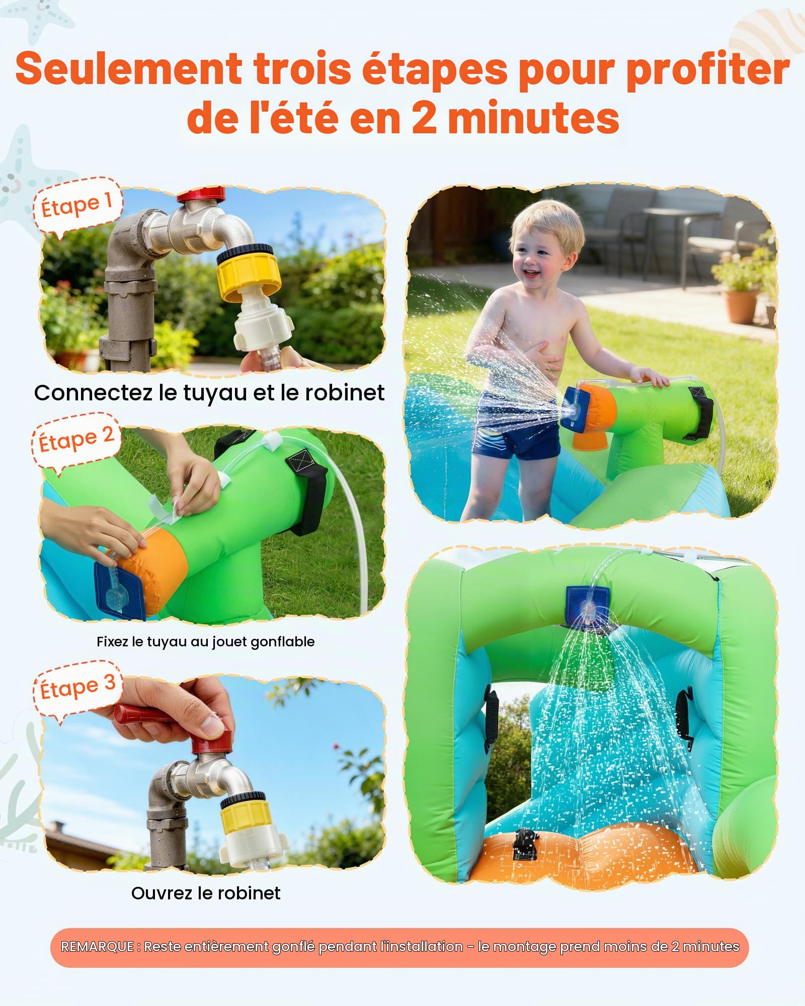 VEVOR Château Gonflable, Aire de Jeux Gonflable avec Toboggan Aquatique, Piscine, Zone de Saut, Canon à Eau, Panier de Basket, pour 3 à 4 Enfants de 3 à 8 Ans, 344x374x213 cm, Souffleur Inclus