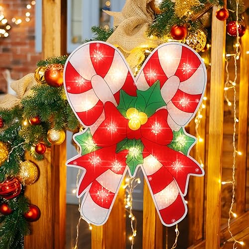 Miniatura 83 de LAMPHOME Silueta de ventana de Navidad con forma de copo de nieve de 17 pulgadas, 20 L, decoración para fiestas, hogar, patio, césped, jardín