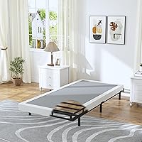 Vista 3 de Somier individual de perfil bajo, somier de 3 pulgadas para cama de tamaño individual, base de cama resistente, base de colchón de metal, fácil