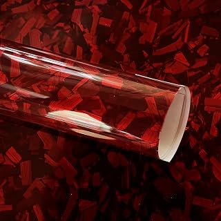 Lypumso Red Forged Carbon Fiber Vinyl Wrap, High Gloss Car Wrap Vinyl Roll, Auto DIY Decal Film Sheet with Air Release Technology, Self-Adhesive Car Wrapping 1ft x 5ft