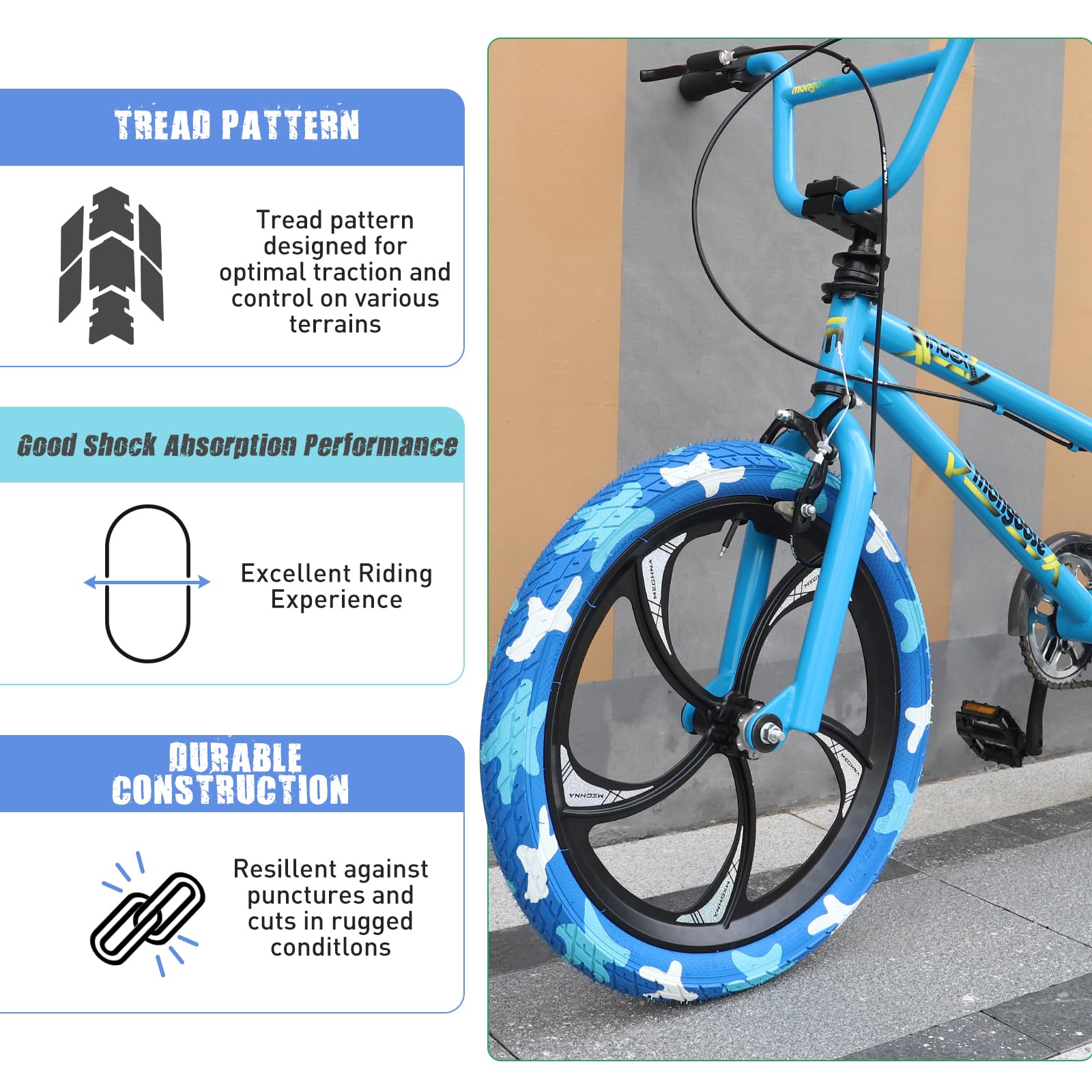 ZUKKA Zestaw par opon rowerowych 20 x 2,35", składane opony 30 TPI, płaszcz 60-406, zamiennik do rowerów górskich, BMX, Freestyle, Kids Bike, Cruiser, rower składany