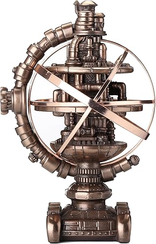 Veronese Design 7 1/8 pulgadas de alto Steampunk Mechanicus Giroscopio Escultura Resina Escultura Bronce Acabado