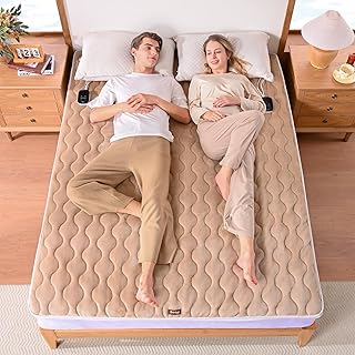 Bearhug King Heated Mattress Pad, Dual Control Bed Warmer with 10 Heat Level, Auto Shut Off Timer, Zipper Electric Mattress Pad with Deep Pocket Up to 18", ETL Certified, Machine Wash 78" x 80", Brown