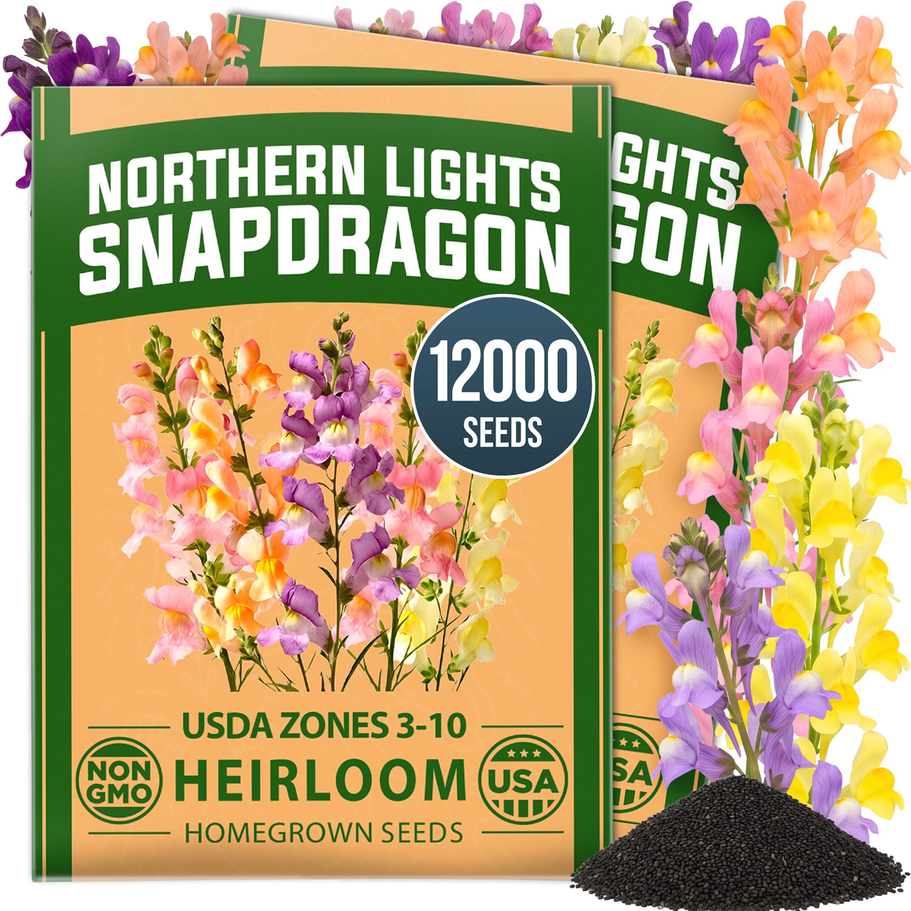 HOME GROWN Northern Lights Snapdragon 12,000 Seeds, Antirrhinum majus
