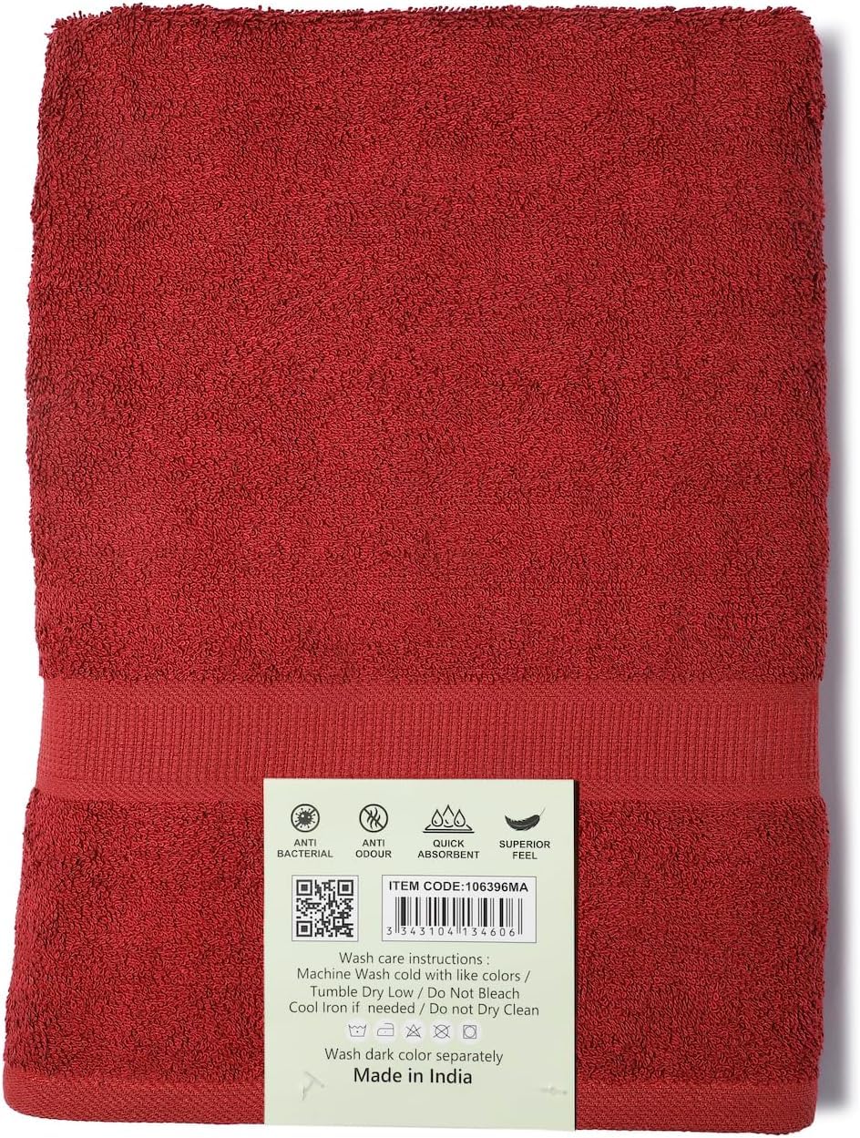 Orchid Bamboo Cotton Bath Towel 70x140cm, Extra Large Bath Towels Super Soft & Highly Absorbent Bathroom Towels Set, Quick Dry Bath Sheets, Bamboo Towels For Bathroom (Maroon)