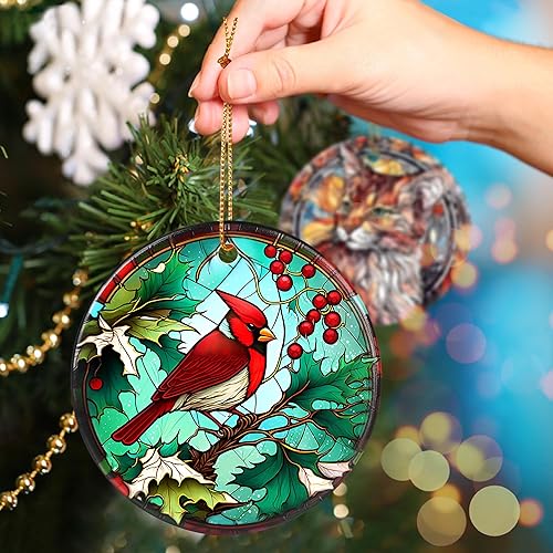 Miniatura 5 de Touber Adorno cardenal 2023, decoración de Navidad 2023, idea de regalo de vacaciones, recuerdo de reliquia, cerámica redonda, regalo de bolas,