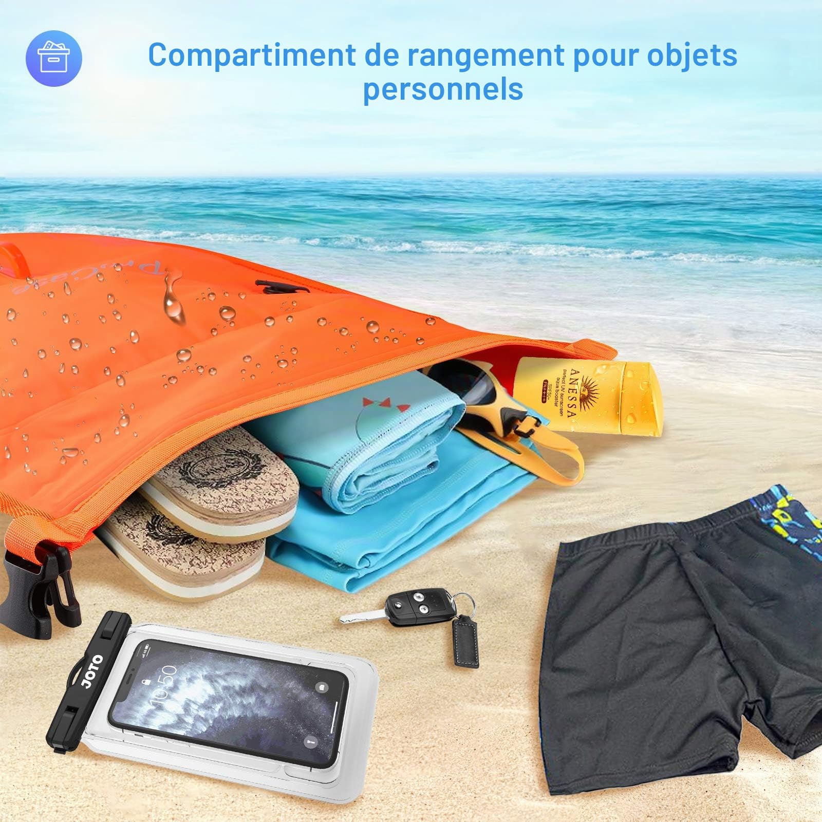 Procase Bouée de Sécurité Eau Libre, Grande Bouée de Natation, 35 L Volume pour Garder Vos Affaires au Sec, Entraînement en Toute Sécurité pour Vous et Votre Enfant, Pull Buoy Visible-Orange