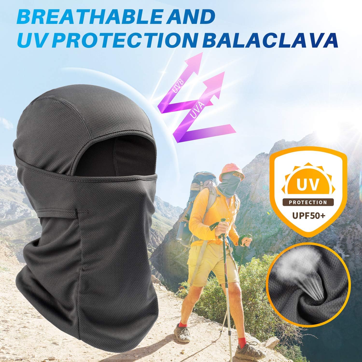 AstroAI Balaclava Face Mask Ski Mask-UV Protection Windproof Dustproof Mask for Men Women Skiing Snowboarding Cycling Hiking Black Mask: Automotive