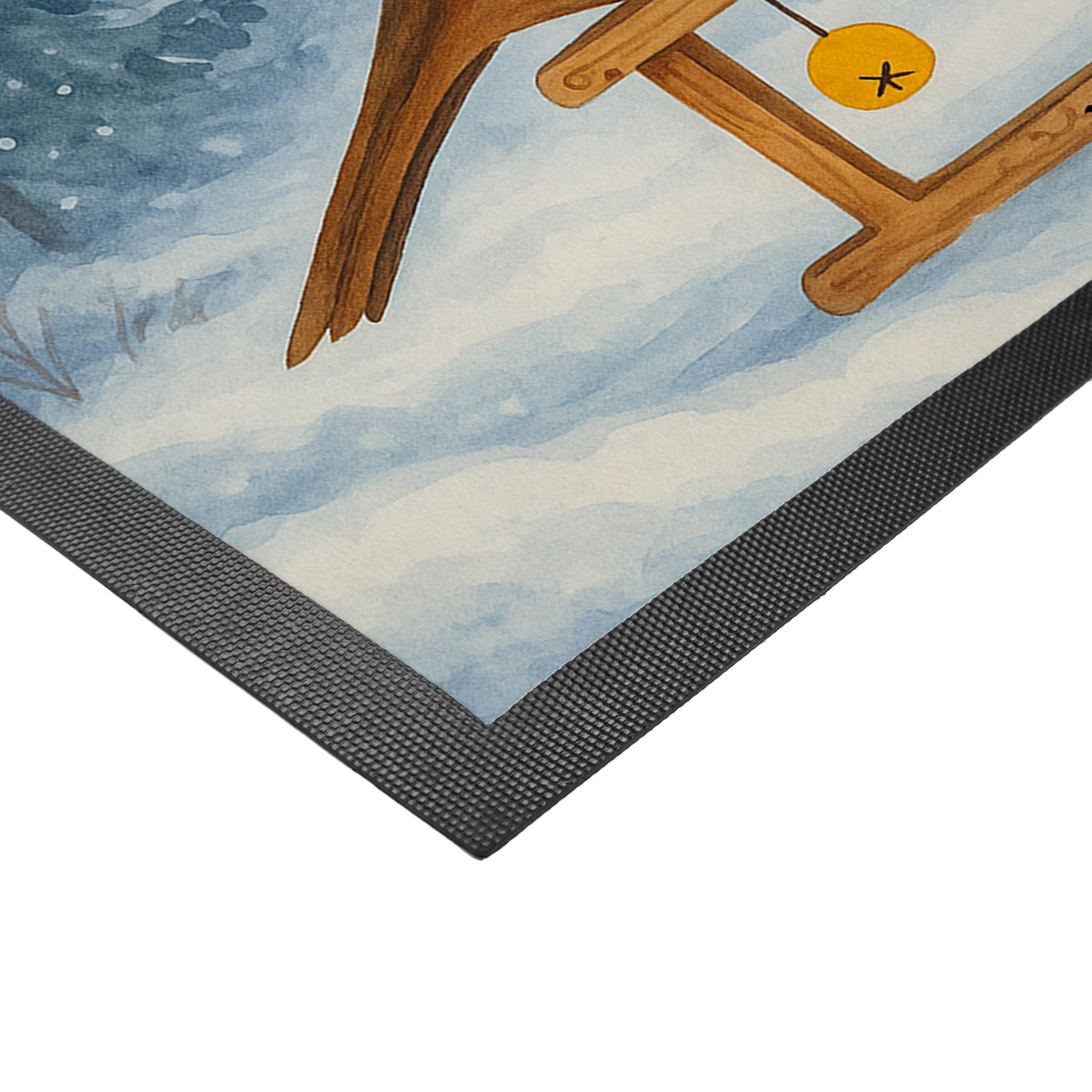 Mr. & Mrs. Panda fußmatte Rotkehlchen Schlitten Design 50 x 75 cm - Geschenk, Vogel, Weihnachten, Schmutzmatte, Fußabstreifer, bodenmatte, Schmutzfangmatte, Schuhabstreifer