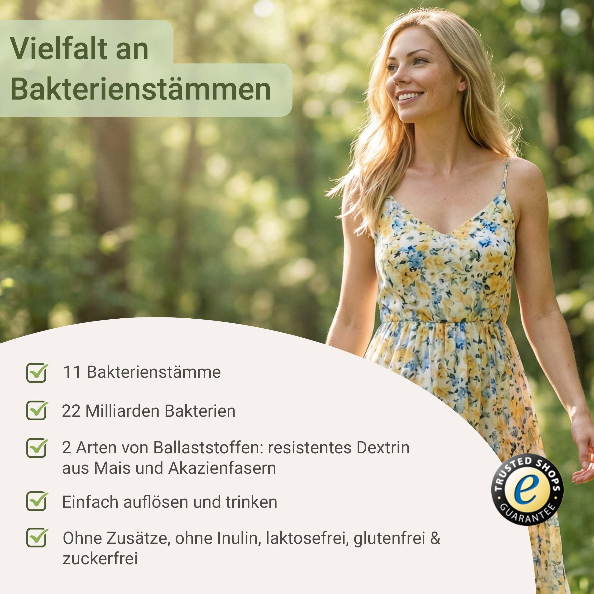 for you darmflora komplex neutral - mit 11 Bakterienstämmen, 22 Milliarden Keimen pro Portion & 2 Arten von Ballaststoffen: resistentes Dextrin aus Mais & Akazienfaser - Ohne Zusätze