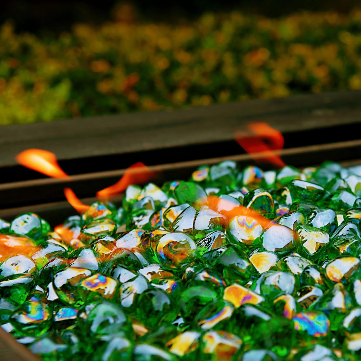 Fire Glass Diamond 1 InchFire Pit Glass Rocks for Propane or Gas Fire Pit 10 Pounds Emerald Green(Gift Package)