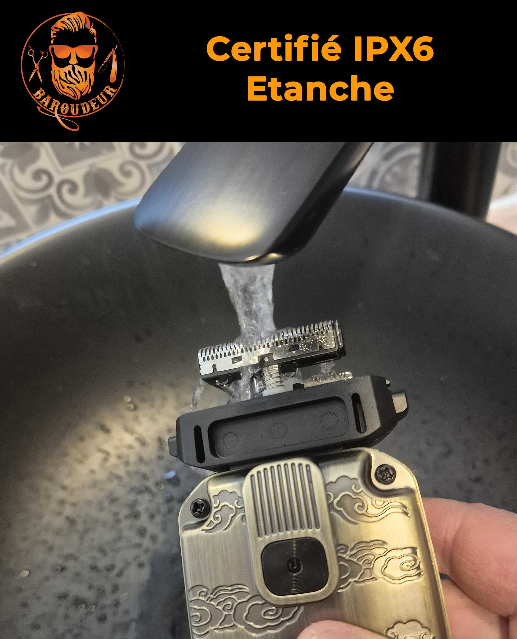 LITTLE BALANCE 8903 Baroudeur Sahara Explorer, Rasoir Electrique Homme, Etanche, 2 Lames flexibles, 2 vitesses, S'utilise avec ou sans fil, Autonomie 1h30, Charge rapide USB-C, Finition cuivre